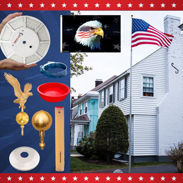 Silver 20' flagpole with sturdy construction by Atlantic Flag & Pole Inc.